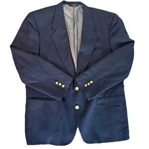 VTG Christian Dior Monsieur Navy Gold Button‎ Blazer Wool Mens 46R Old Money